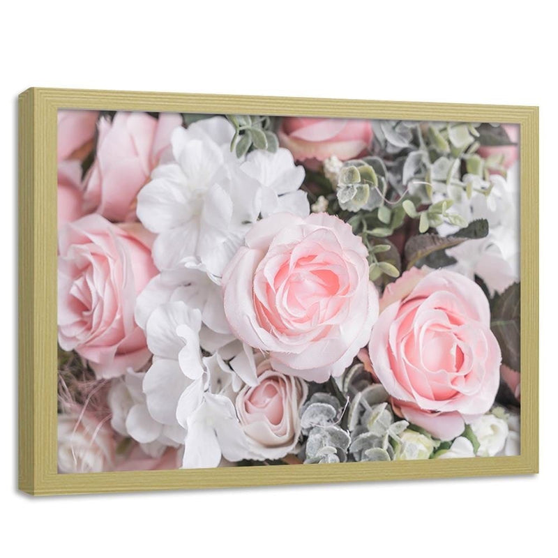Glezna bēšā rāmī - White And Pink Flowers  Home Trends DECO