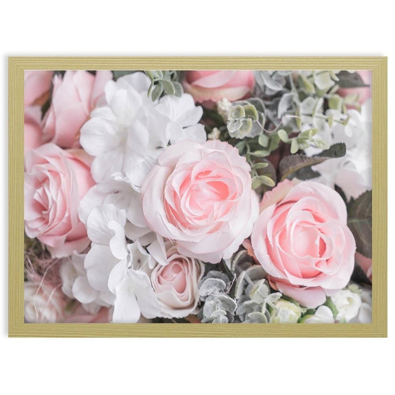 Glezna bēšā rāmī - White And Pink Flowers  Home Trends DECO