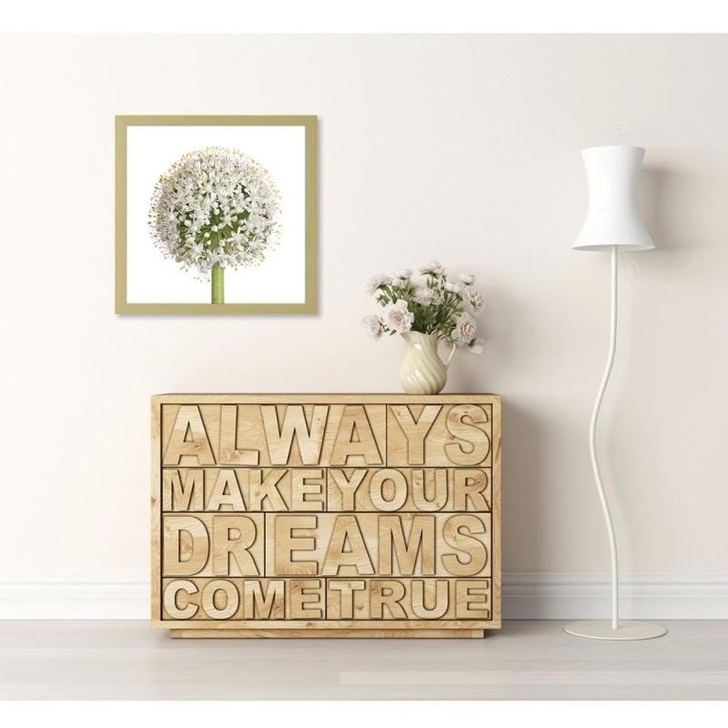 Glezna bēšā rāmī - White garlic flower  Home Trends DECO
