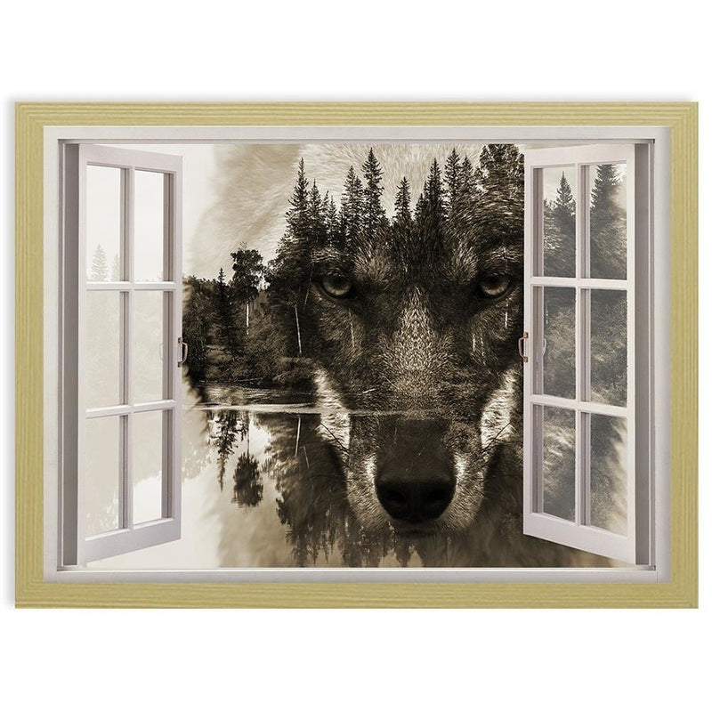 Glezna bēšā rāmī - Window To The Wolf  Home Trends DECO