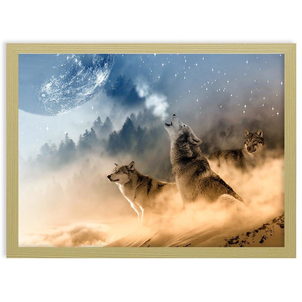 Glezna bēšā rāmī - Wolves Abstract  Home Trends DECO