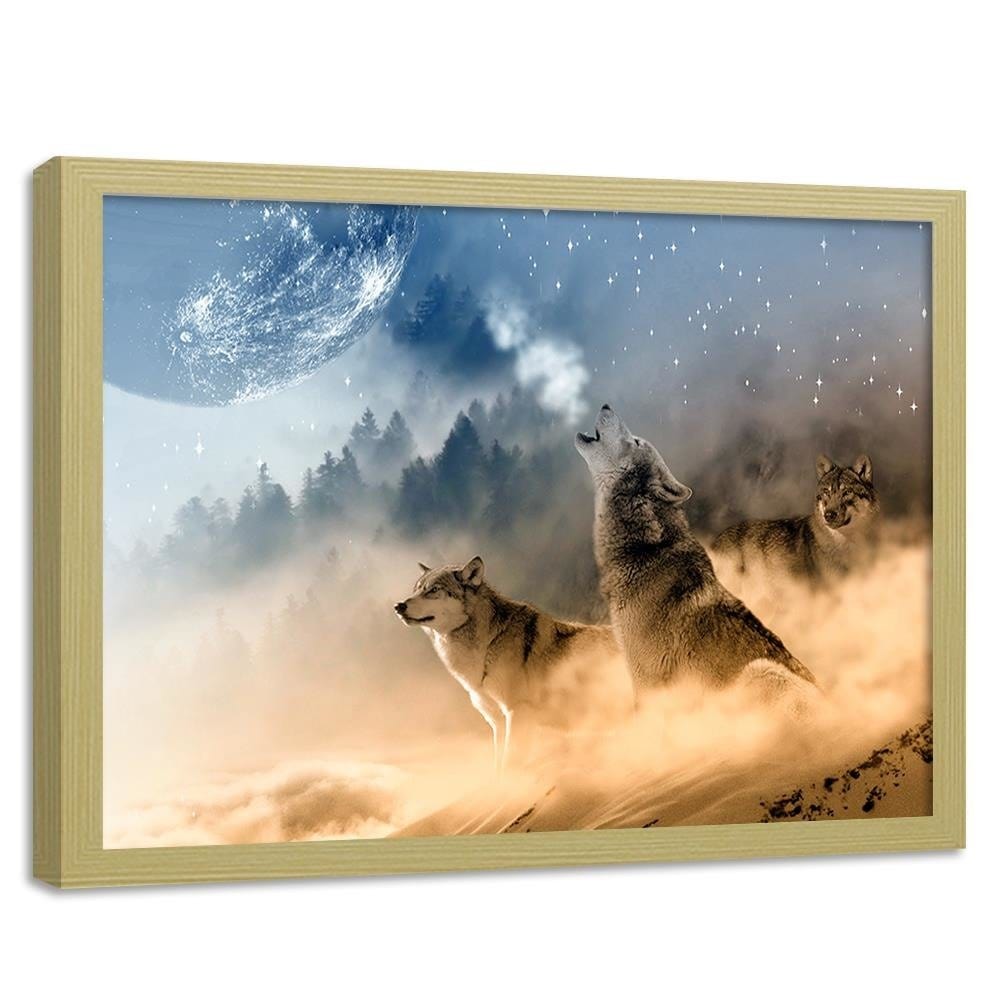 Glezna bēšā rāmī - Wolves Abstract  Home Trends DECO