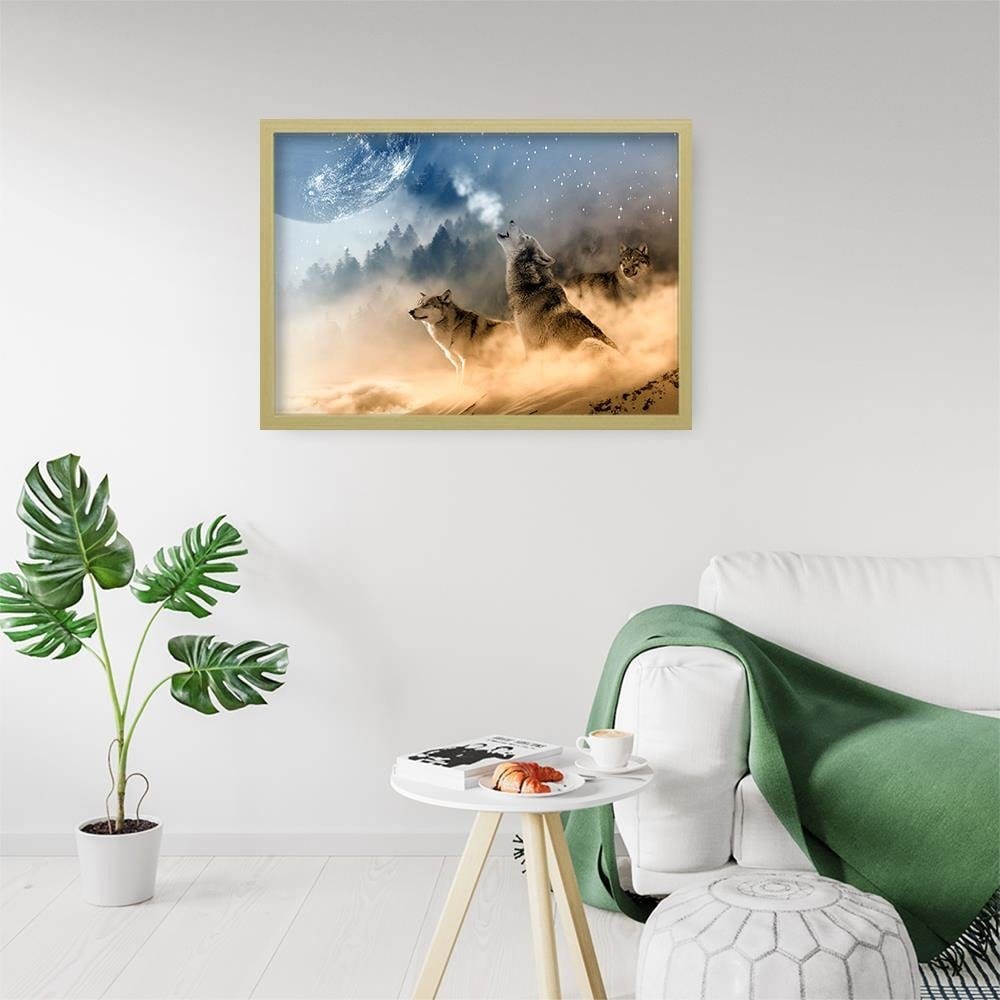 Glezna bēšā rāmī - Wolves Abstract  Home Trends DECO