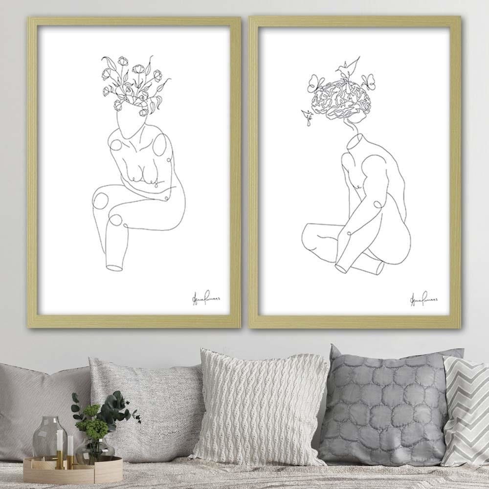 Glezna bēšā rāmī - Woman Abstraction  Home Trends DECO