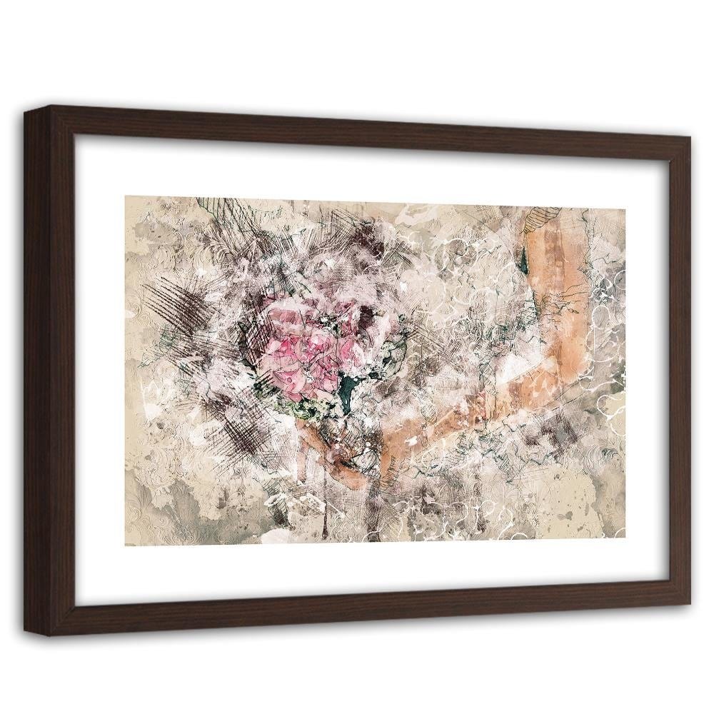 Glezna brūnā rāmī - A Bouquet Of Flowers Abstraction  Home Trends DECO