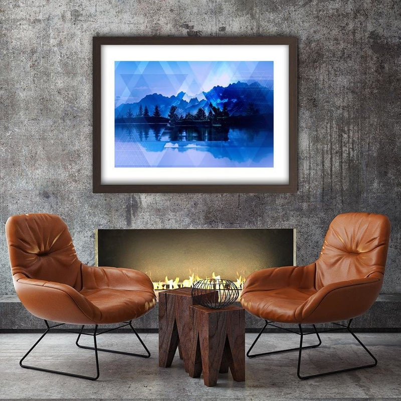 Glezna brūnā rāmī - A Lake In The Mountains 1  Home Trends DECO