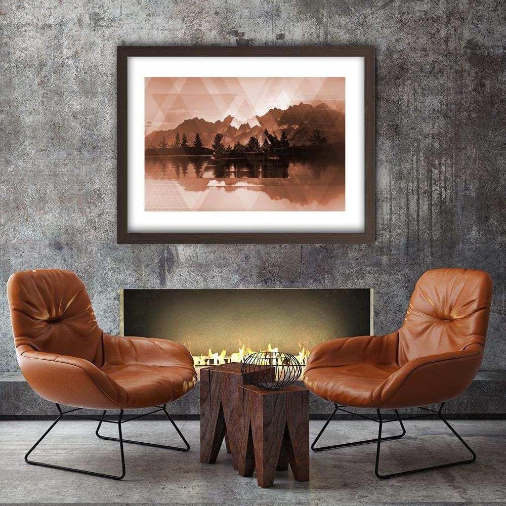 Glezna brūnā rāmī - A Lake In The Mountains 2  Home Trends DECO
