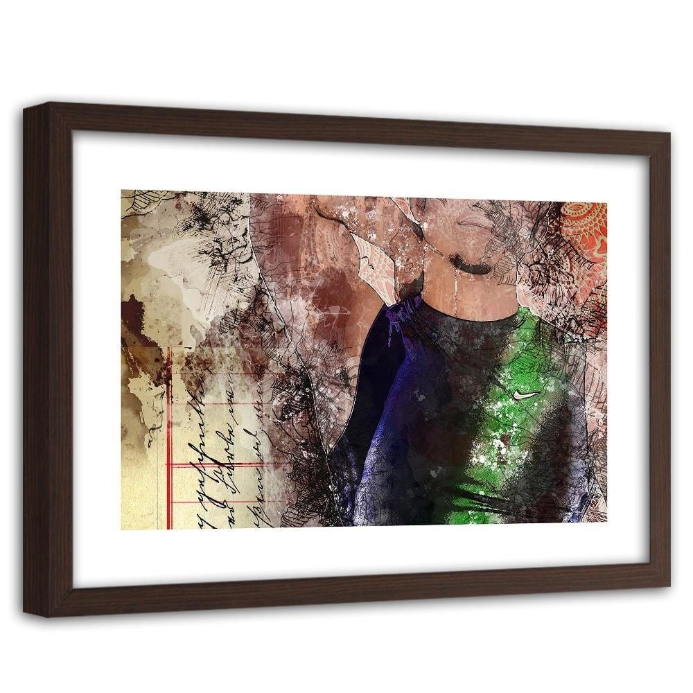 Glezna brūnā rāmī - A Man In A Sports Shirt  Home Trends DECO