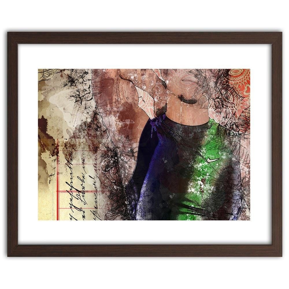 Glezna brūnā rāmī - A Man In A Sports Shirt  Home Trends DECO