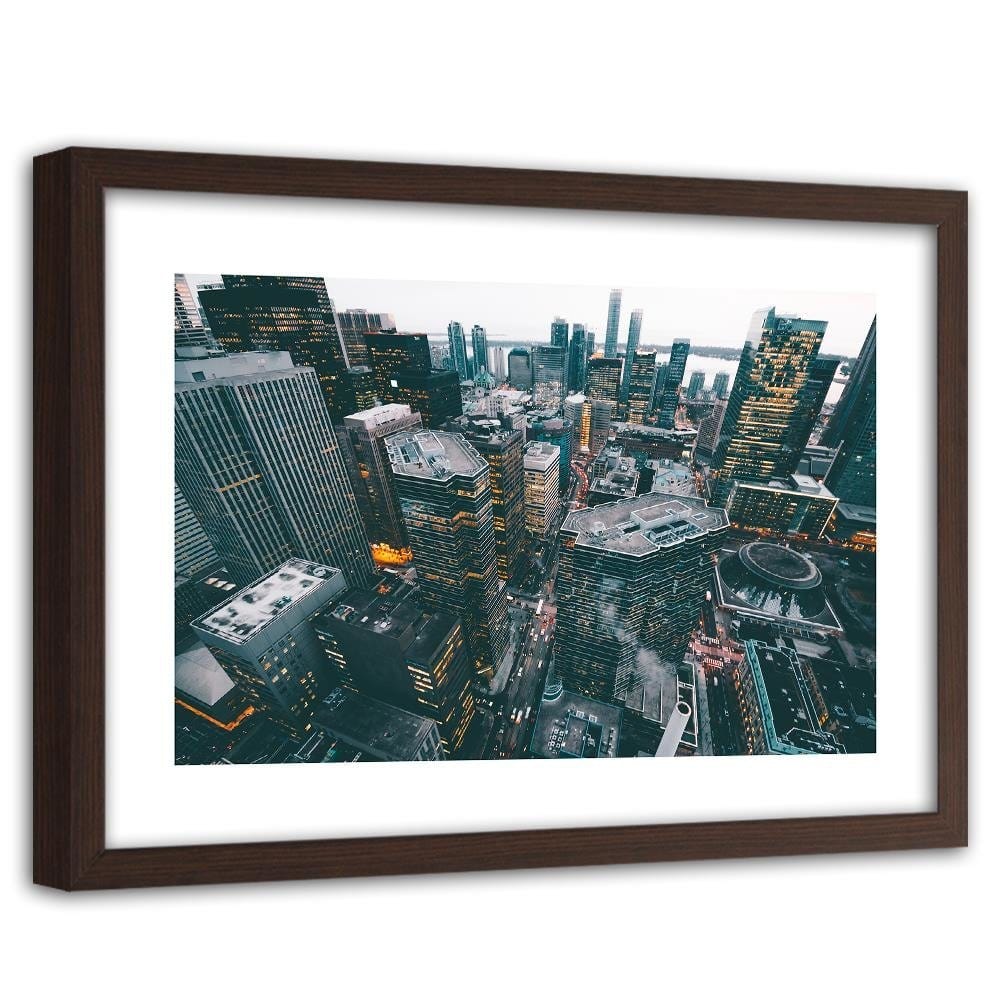 Glezna brūnā rāmī - A Modern City With A Bird  Home Trends DECO