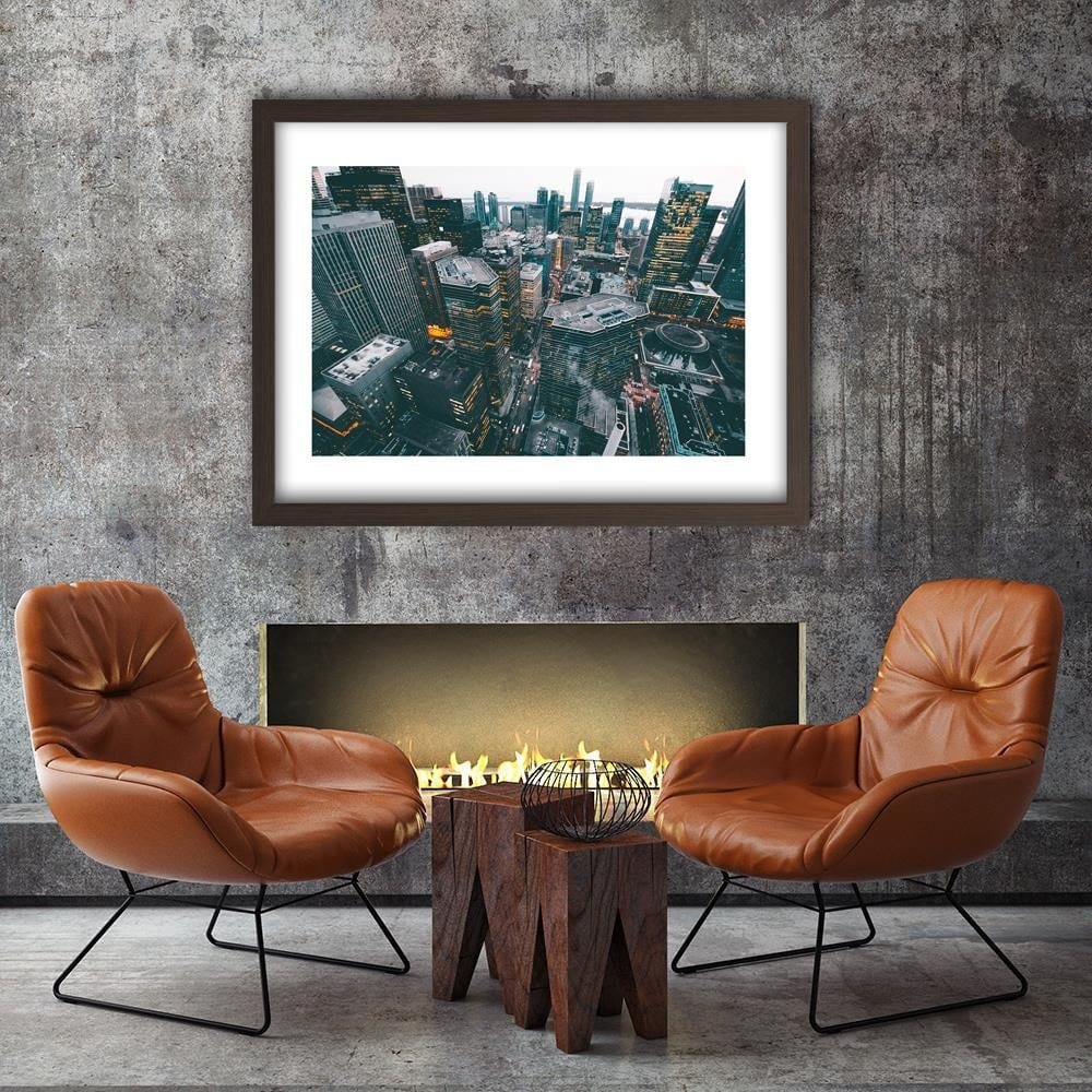 Glezna brūnā rāmī - A Modern City With A Bird  Home Trends DECO