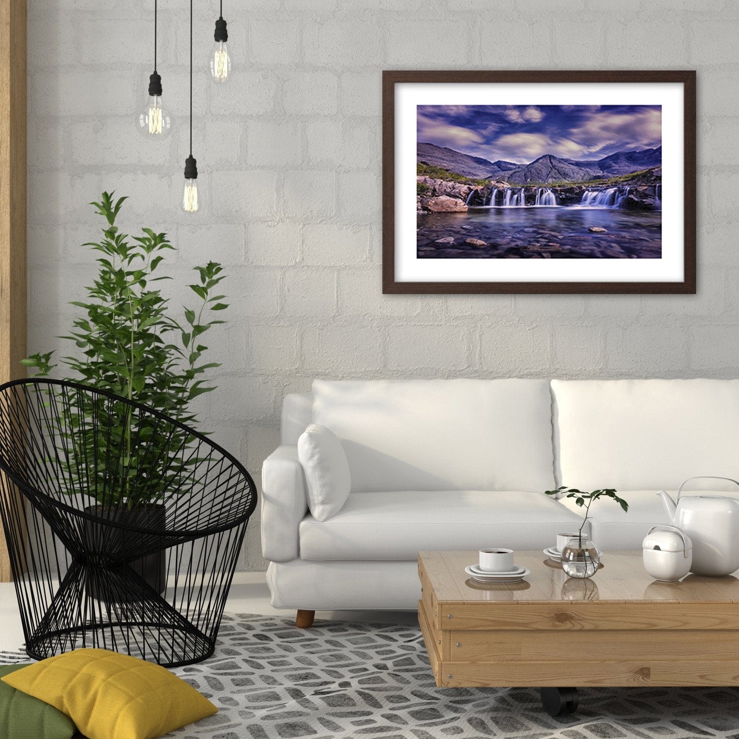 Glezna brūnā rāmī - A Mysterious Waterfall  Home Trends DECO