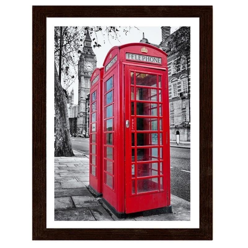 Glezna brūnā rāmī - A red phone booth in London  Home Trends DECO