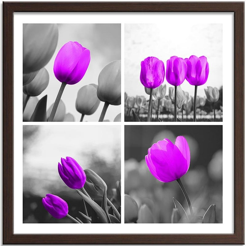 Glezna brūnā rāmī - A Set Of Purple Tulips  Home Trends DECO