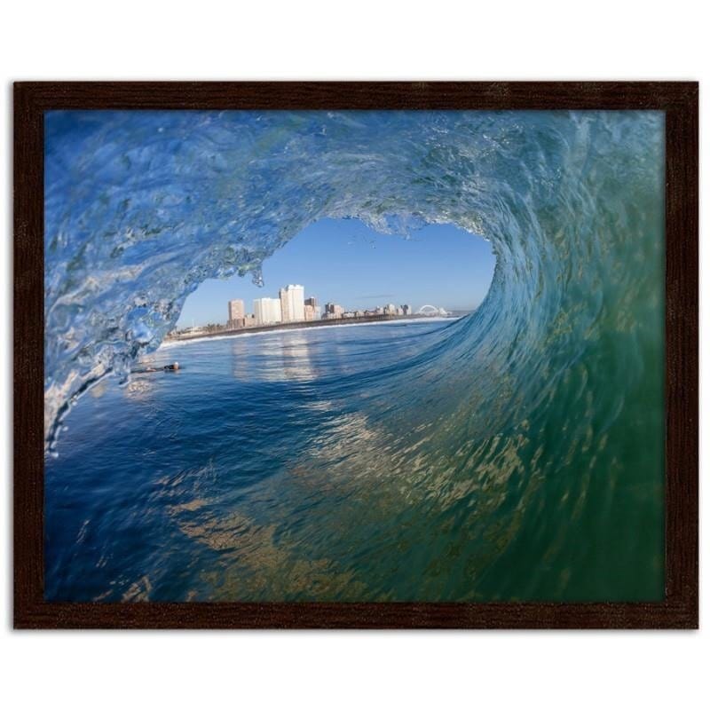 Glezna brūnā rāmī - A wave with a view of the city  Home Trends DECO