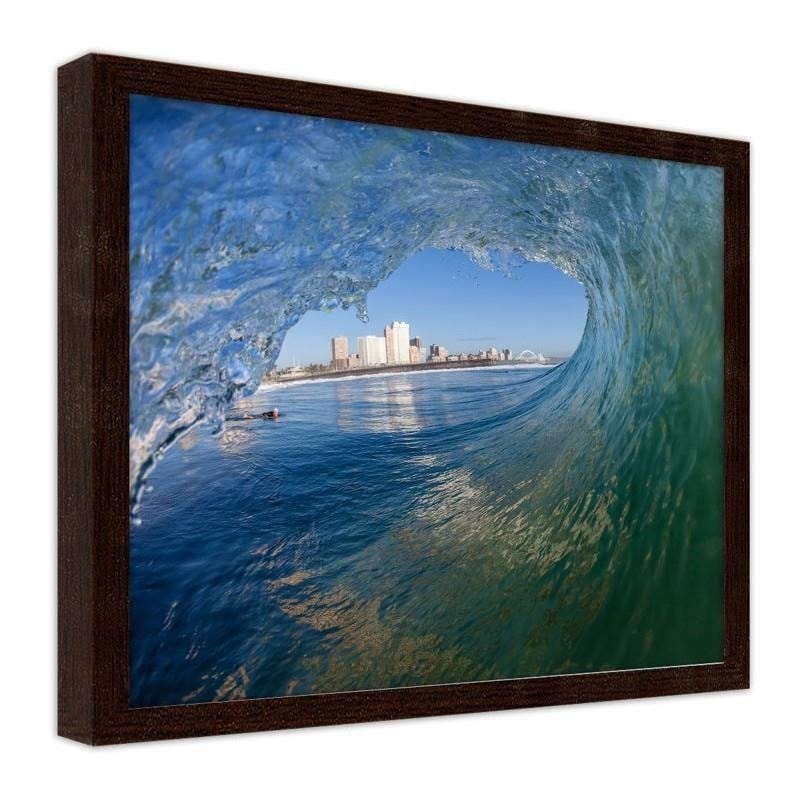 Glezna brūnā rāmī - A wave with a view of the city  Home Trends DECO