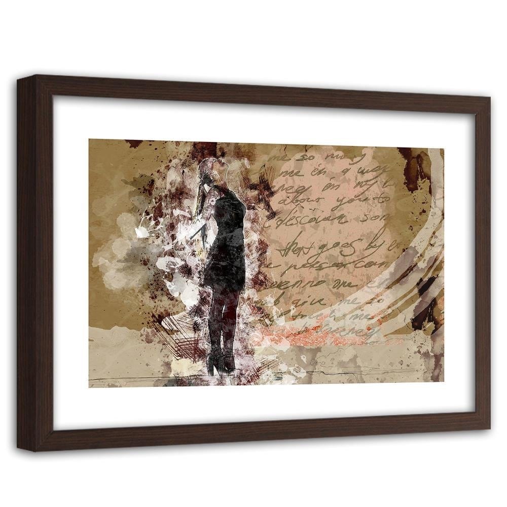 Glezna brūnā rāmī - A Woman In A Black Dress  Home Trends DECO