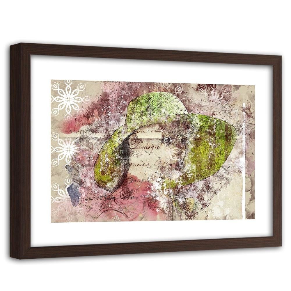 Glezna brūnā rāmī - A Woman In A Green Hat  Home Trends DECO