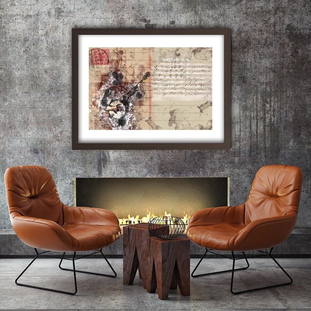 Glezna brūnā rāmī - Abstract Musician  Home Trends DECO