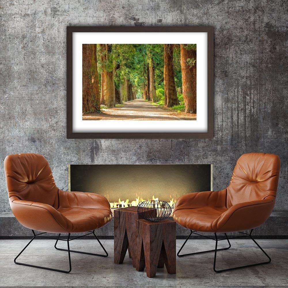 Glezna brūnā rāmī - Alley In Park  Home Trends DECO