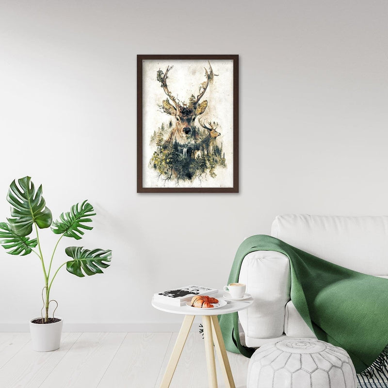 Glezna brūnā rāmī - Artistic Deer  Home Trends DECO