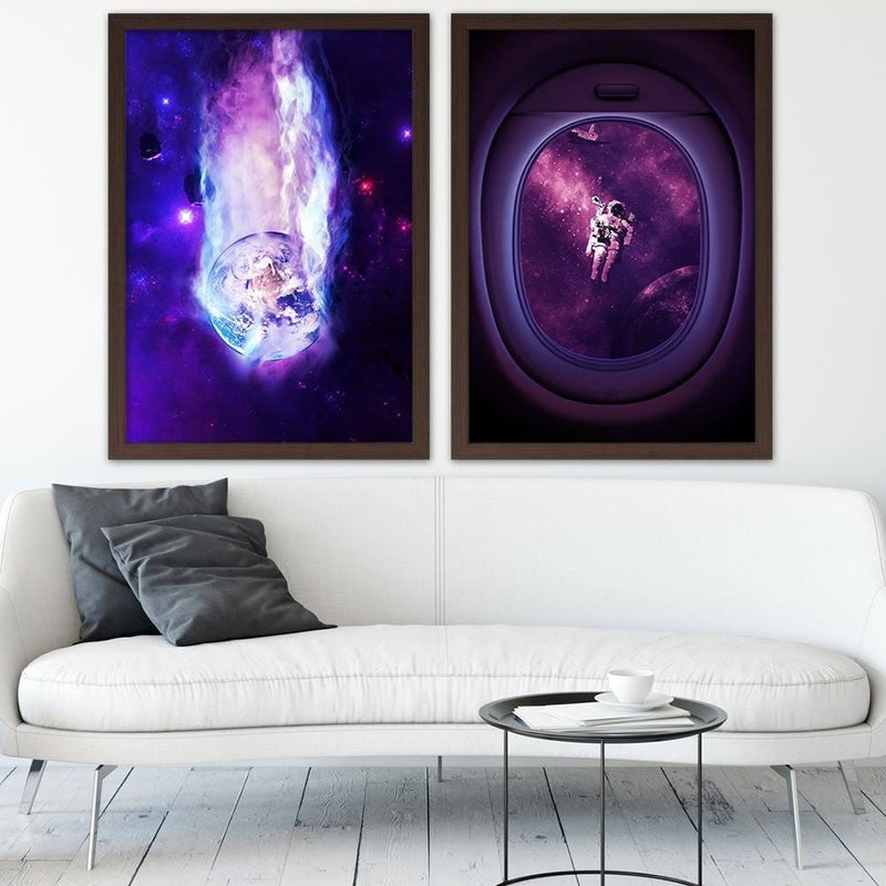 Glezna brūnā rāmī - Artwork Image Astronaut Purple  Home Trends DECO