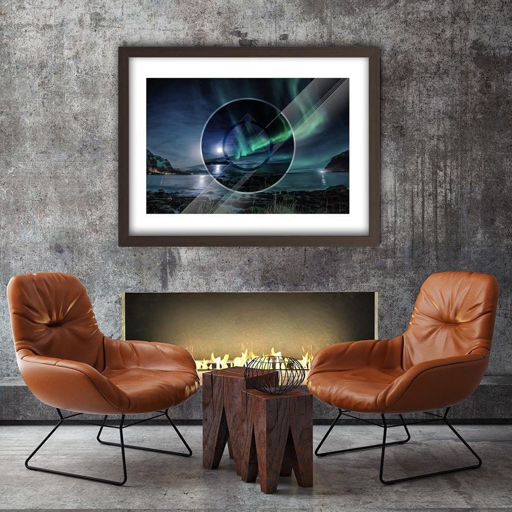 Glezna brūnā rāmī - Aurora With Geometric Figures 1  Home Trends DECO