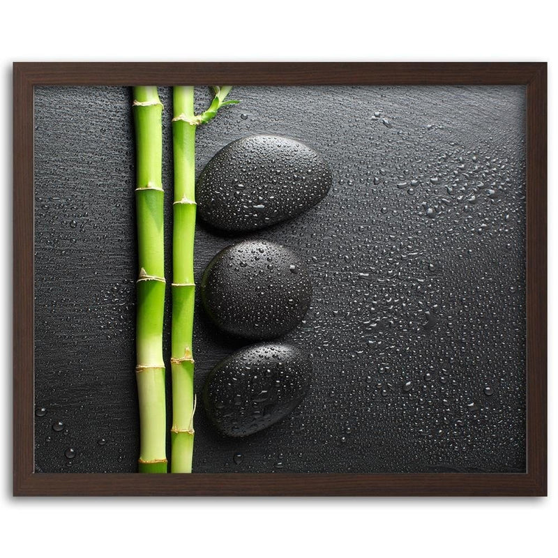 Glezna brūnā rāmī - Bamboos On The Black Stones  Home Trends DECO