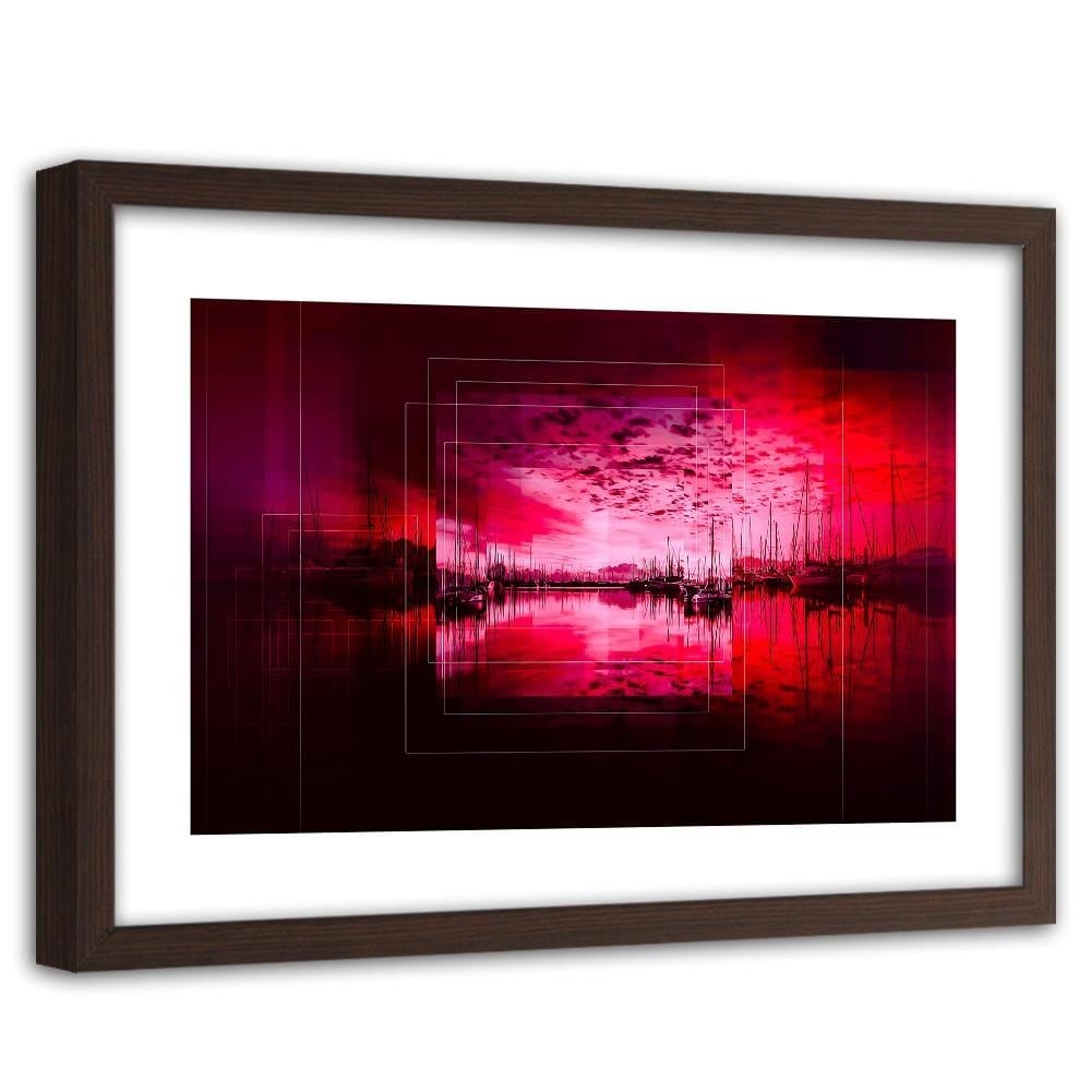 Glezna brūnā rāmī - Bay With Boats 2  Home Trends DECO