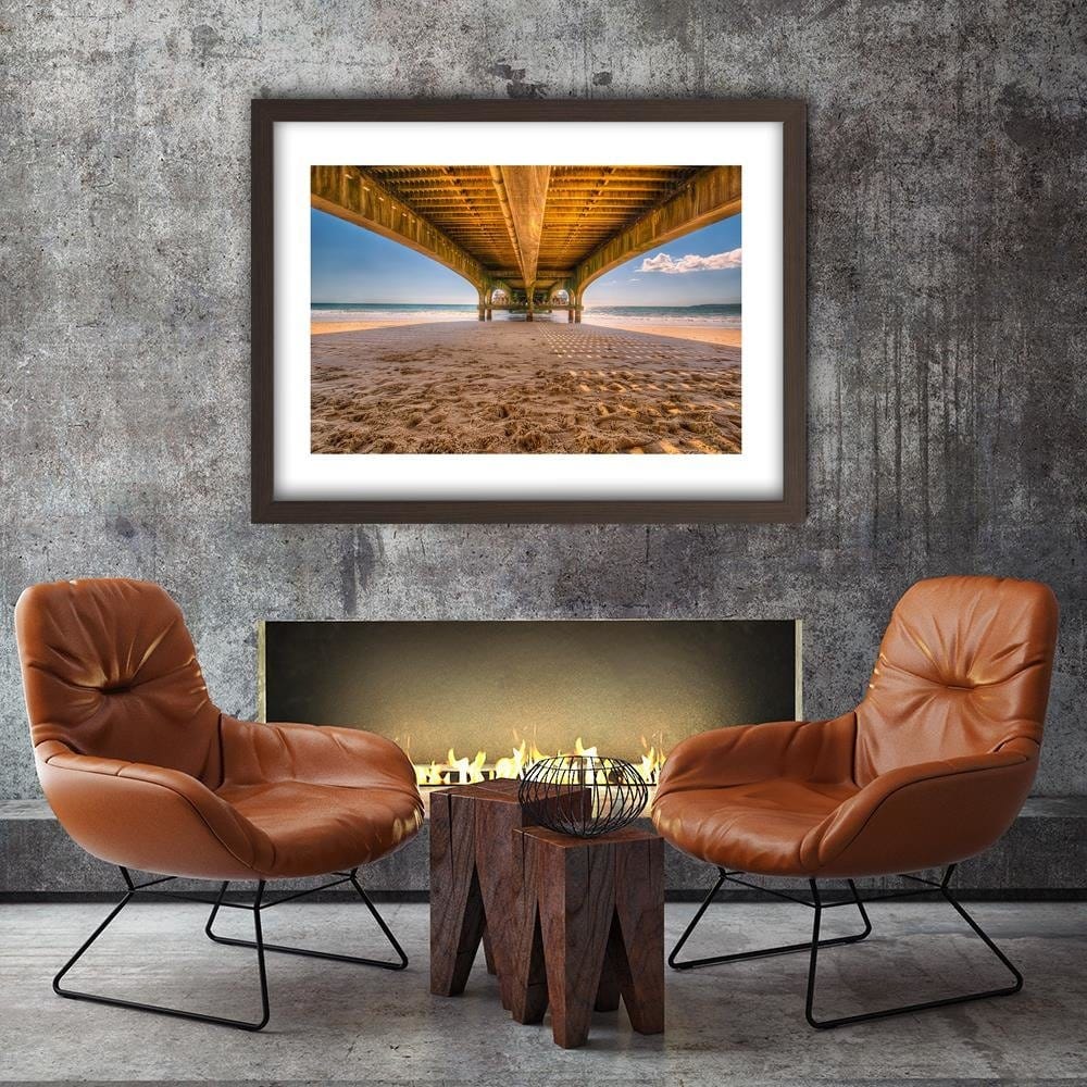 Glezna brūnā rāmī - Beach Under The Pier  Home Trends DECO