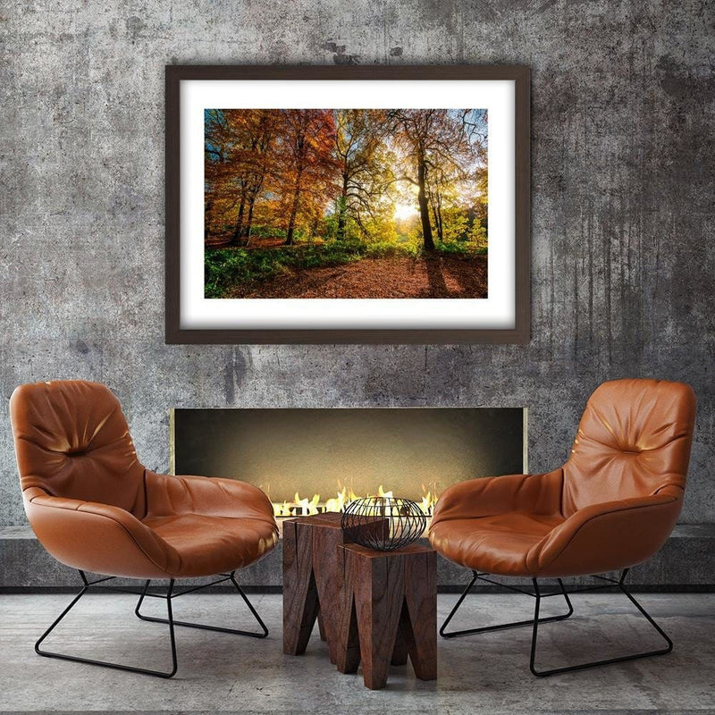 Glezna brūnā rāmī - Beautiful Autumn Forest  Home Trends DECO