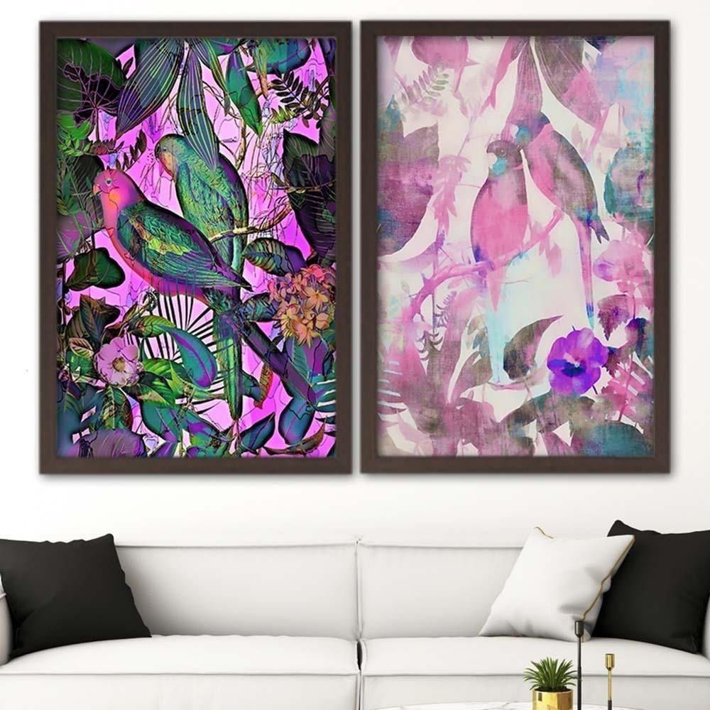 Glezna brūnā rāmī - Bird Courtship  Home Trends DECO