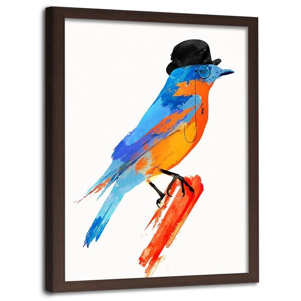Glezna brūnā rāmī - Bird In A Bowler Hat  Home Trends DECO