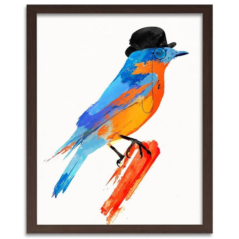 Glezna brūnā rāmī - Bird In A Bowler Hat  Home Trends DECO