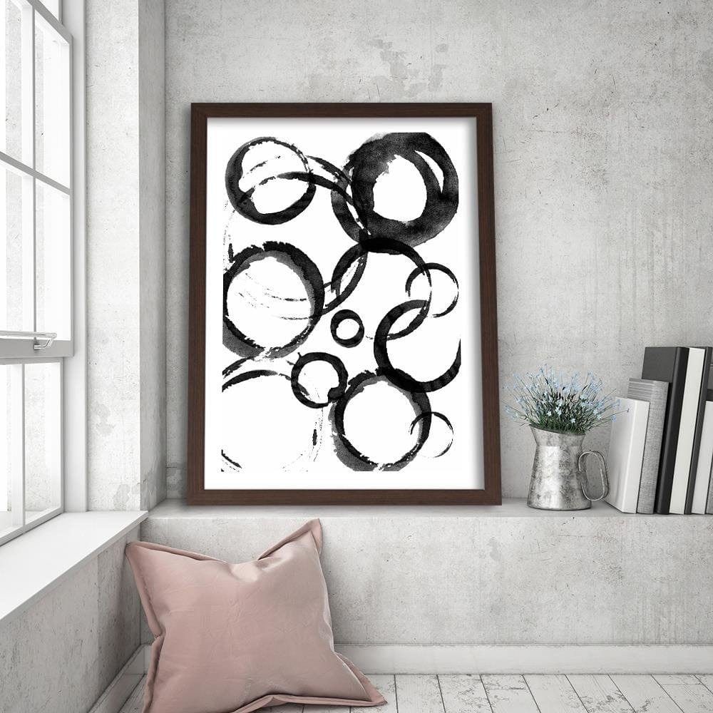 Glezna brūnā rāmī - Black Circles  Home Trends DECO