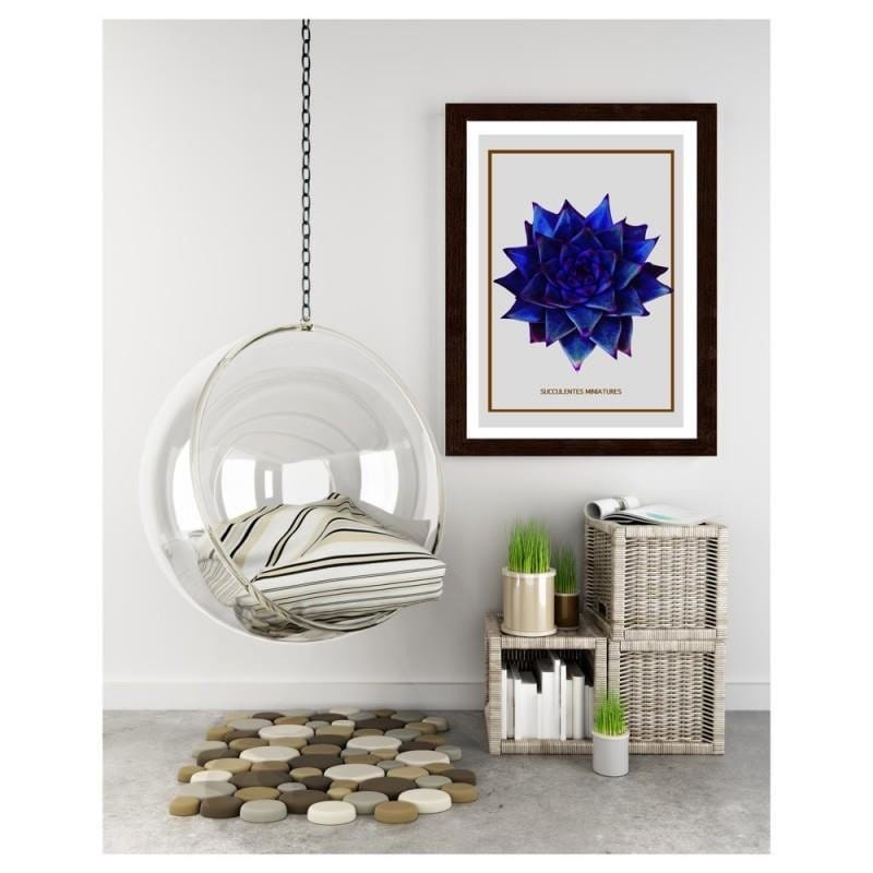 Glezna brūnā rāmī - Blue cactus 2  Home Trends DECO