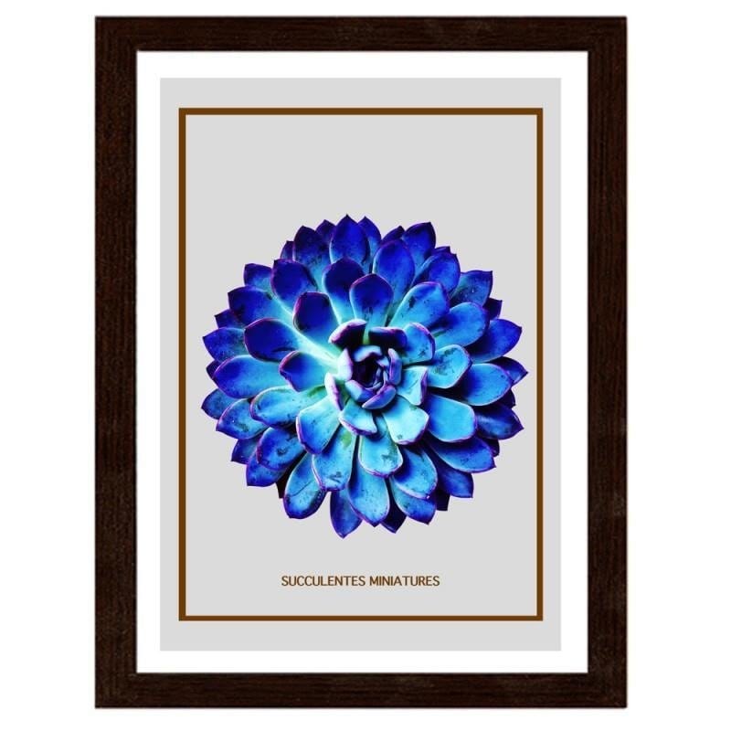 Glezna brūnā rāmī - Blue cactus 4  Home Trends DECO
