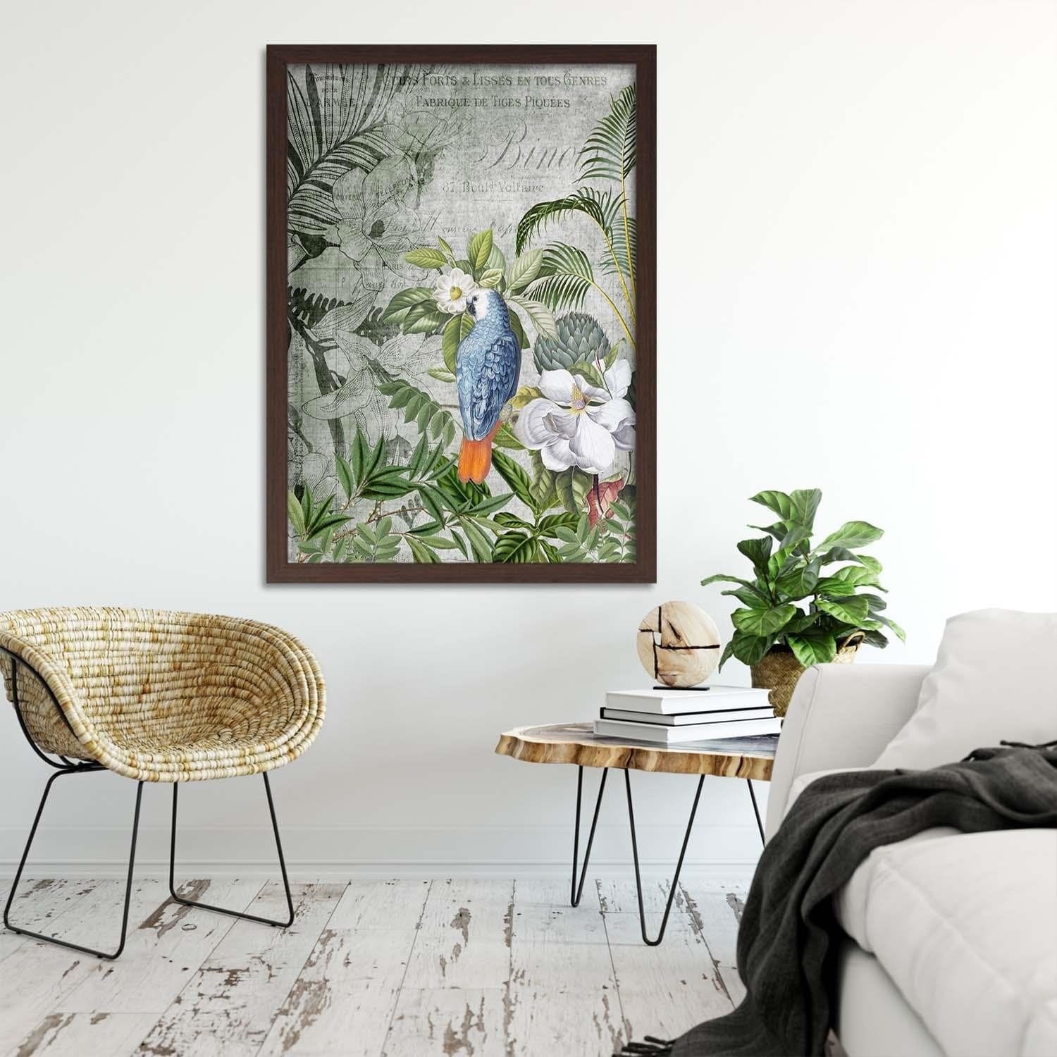 Glezna brūnā rāmī - Blue Parrot  Home Trends DECO