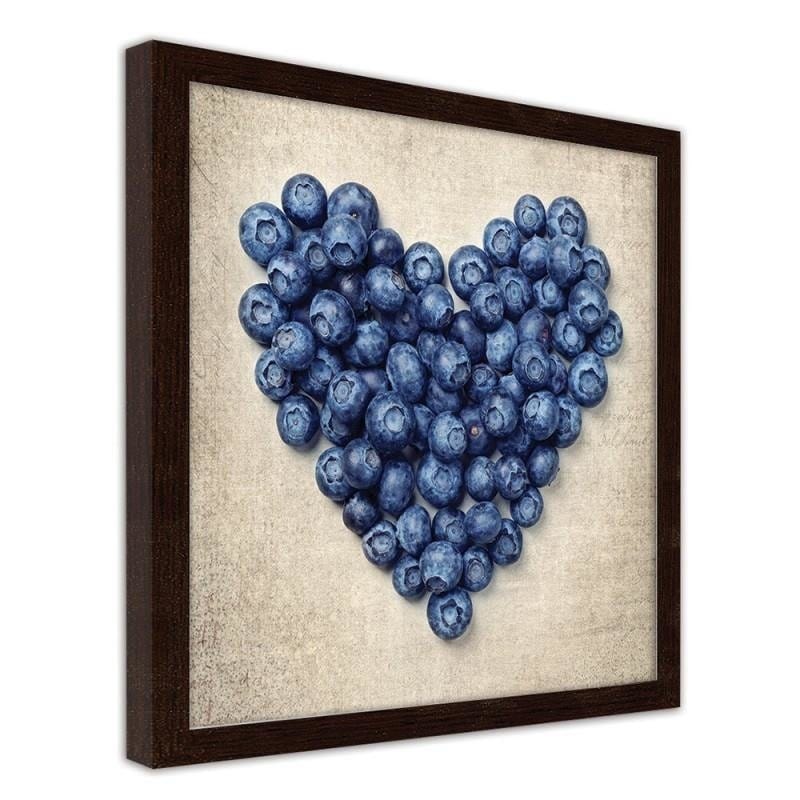 Glezna brūnā rāmī - Blueberry heart  Home Trends DECO