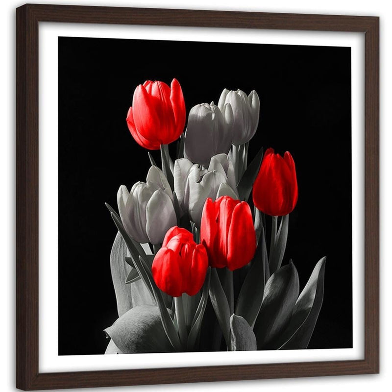 Glezna brūnā rāmī - Bouquet Of Red Tulips  Home Trends DECO
