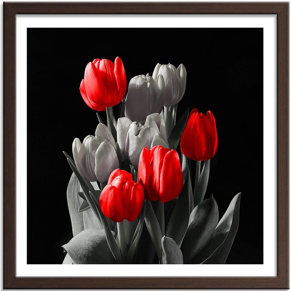 Glezna brūnā rāmī - Bouquet Of Red Tulips  Home Trends DECO