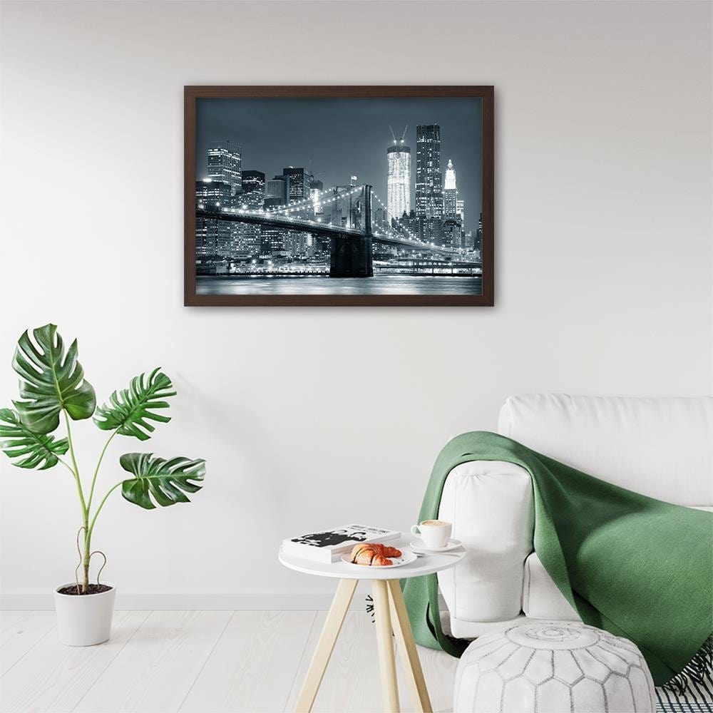 Glezna brūnā rāmī - Bridge And The City  Home Trends DECO