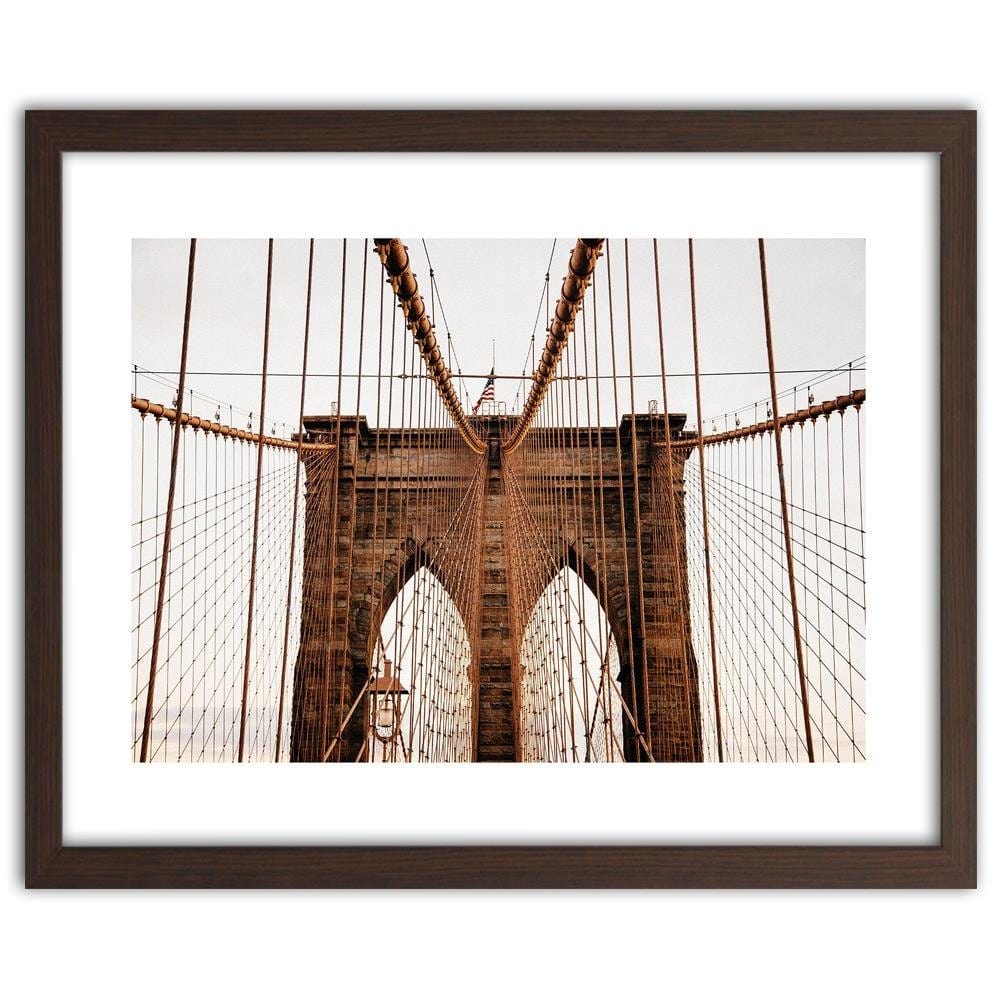 Glezna brūnā rāmī - Brooklyn Bridge In New York City  Home Trends DECO