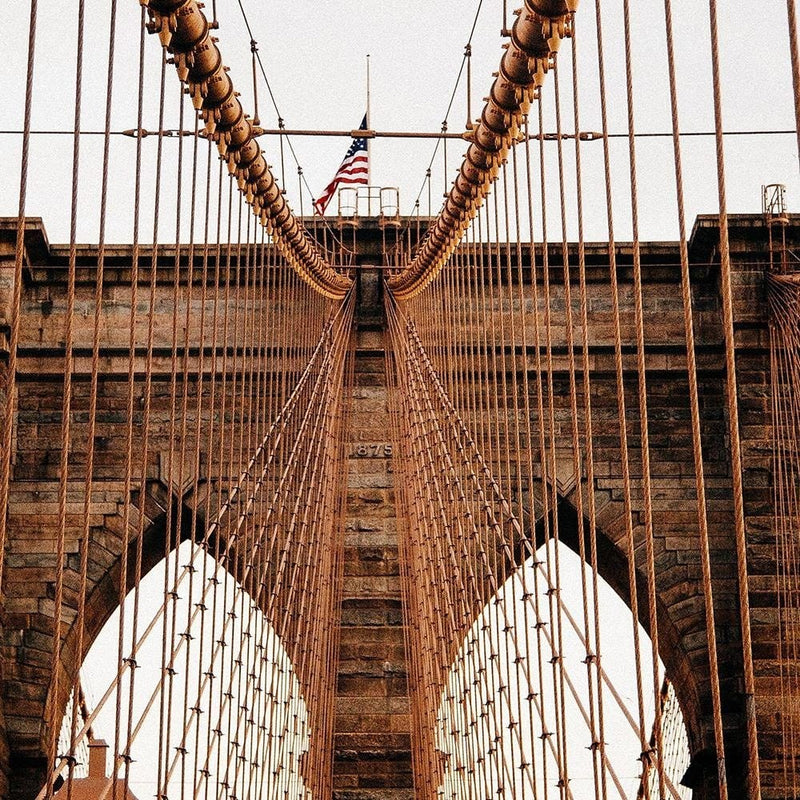 Glezna brūnā rāmī - Brooklyn Bridge In New York City  Home Trends DECO