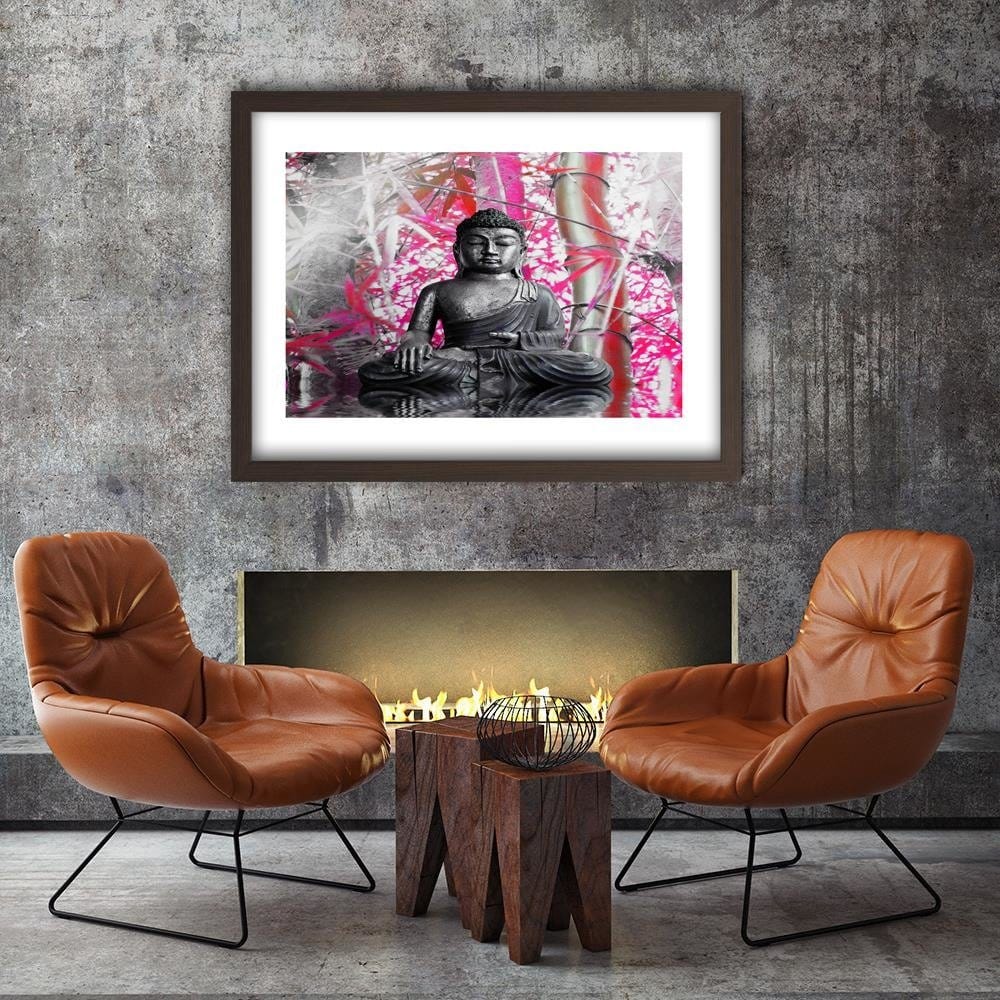 Glezna brūnā rāmī - Buddha And Bamboo  Home Trends DECO