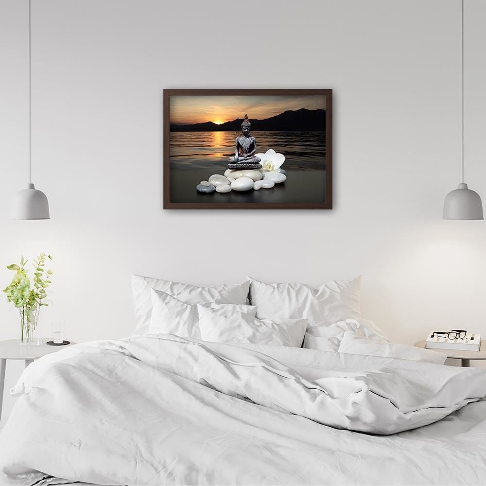 Glezna brūnā rāmī - Buddha Over The Sea  Home Trends DECO