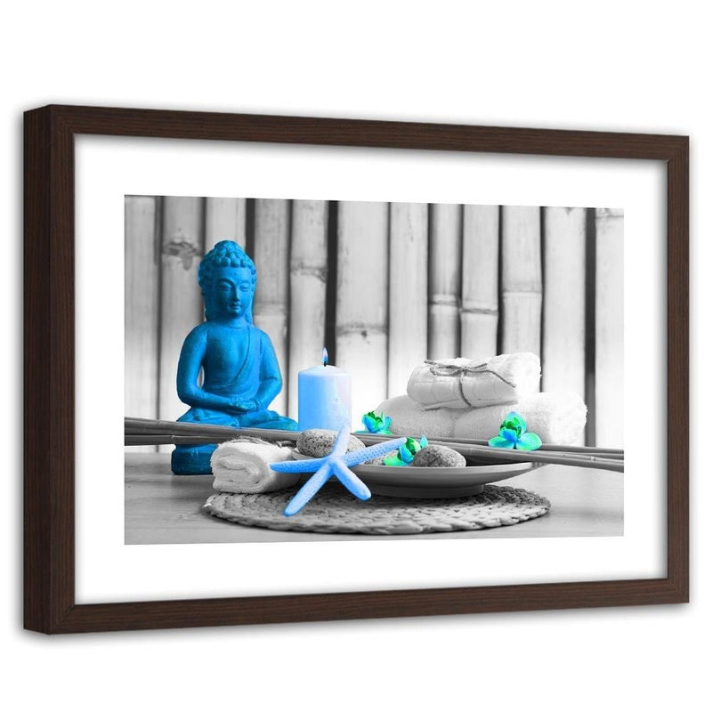 Glezna brūnā rāmī - Buddha With Candle  Home Trends DECO