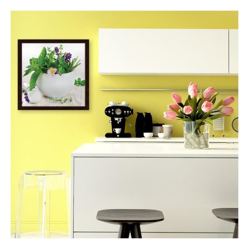 Glezna brūnā rāmī - Ceramic mortar with herbs  Home Trends DECO