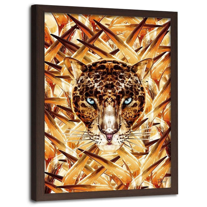 Glezna brūnā rāmī - Cheetah Image Animal Print Orange  Home Trends DECO