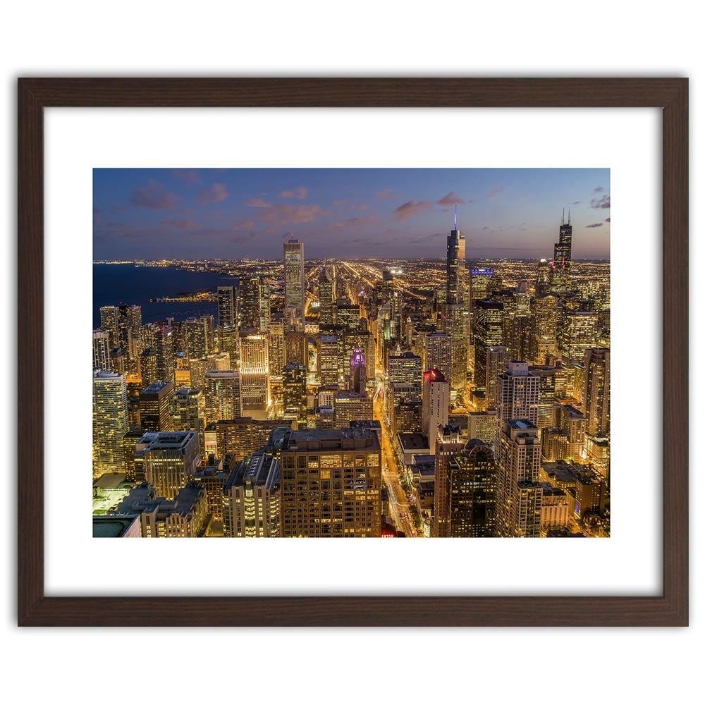 Glezna brūnā rāmī - Chicago At Night  Home Trends DECO